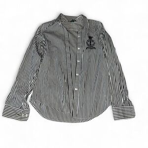 Vintage Ralph Lauren Classic Black & White Striped Women’s Shirt With Logo